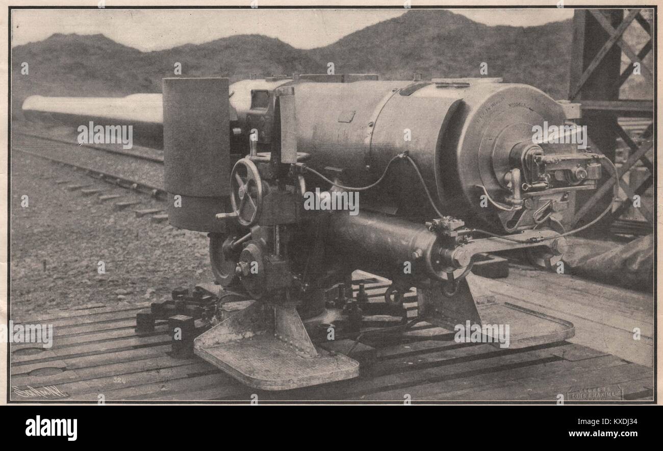 Nouveau Vickers-Maxim 6 canons pour être monté sur le nouveau navire de 16 000 tonnes récemment commandé par le Japon. Vitesse à museler, 3,00… Banque D'Images