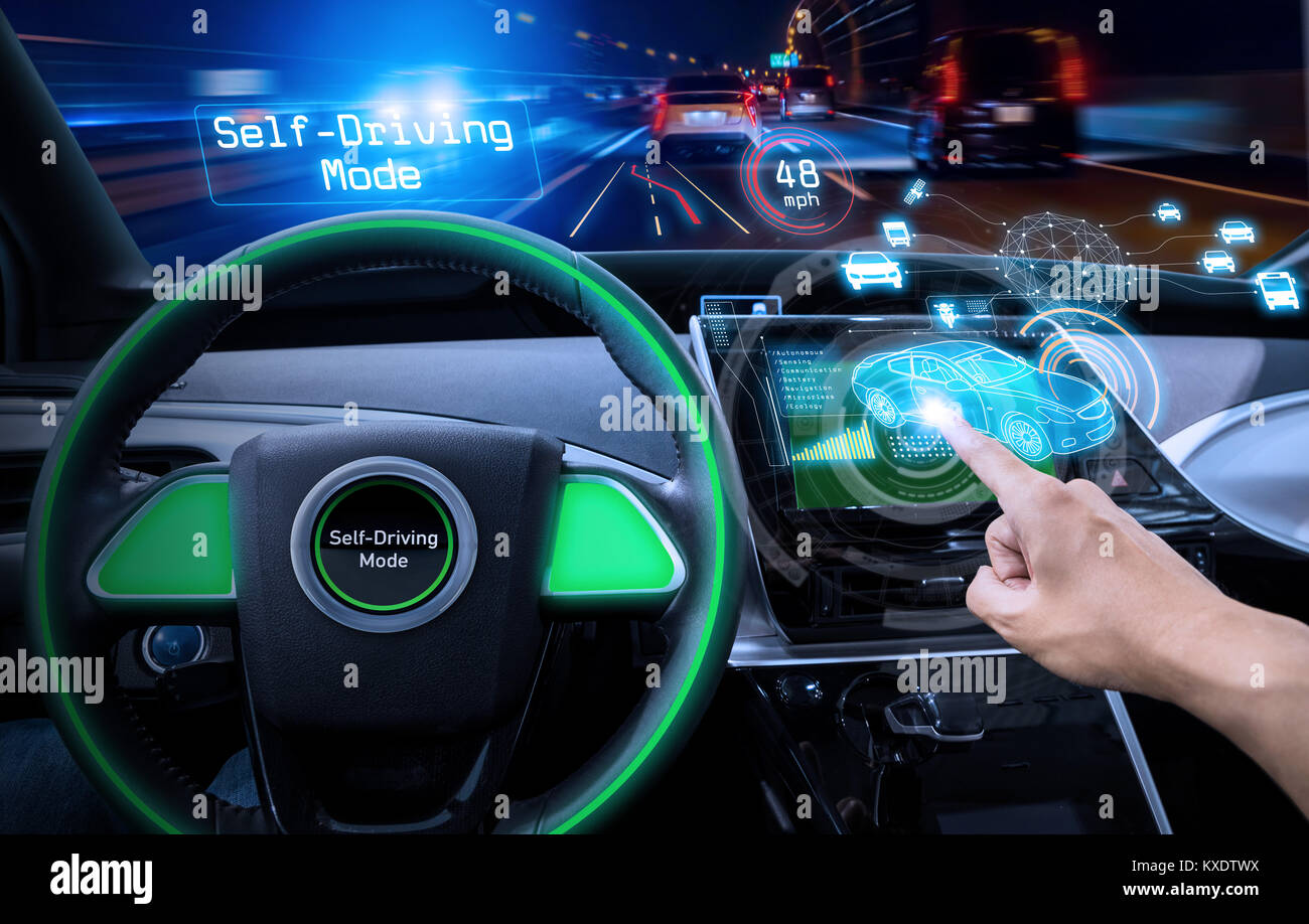 Cockpit du véhicule et l'écran, car la technologie de l'électronique,  l'automobile, voiture autonome, résumé visuel de l'image Photo Stock - Alamy