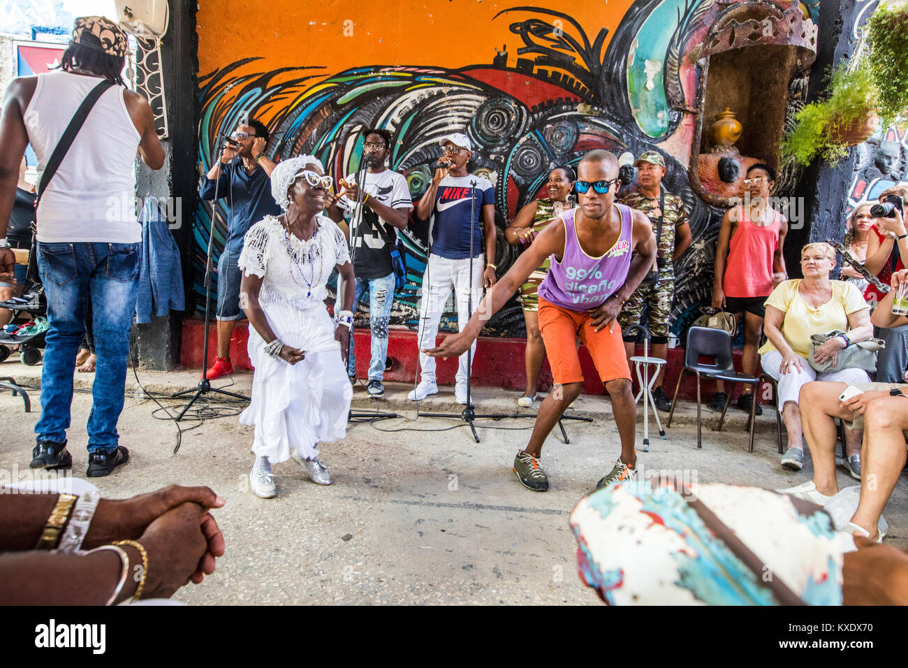 La rumba, Pena, AfroCubana culturel Callejon de Hamel, La Havane, Cuba Banque D'Images