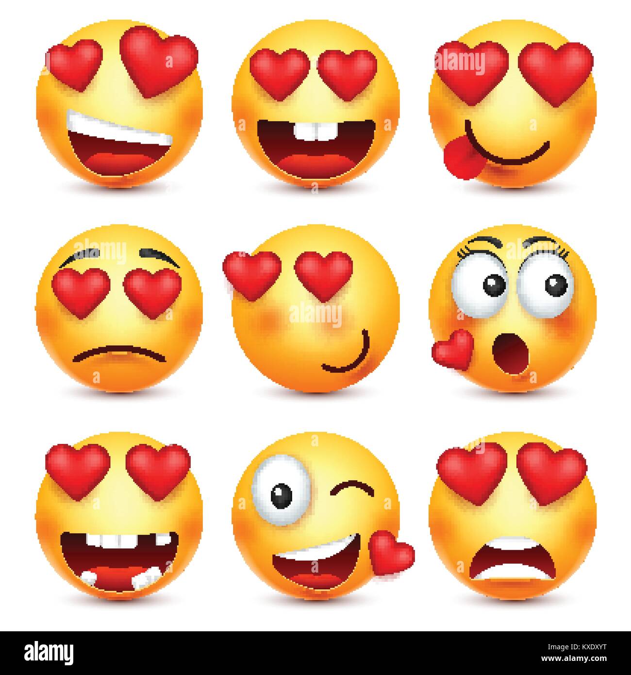 Valentines Day smiley. Avec Emoji coeur. L'amour, le 14 février. Illustration de Vecteur