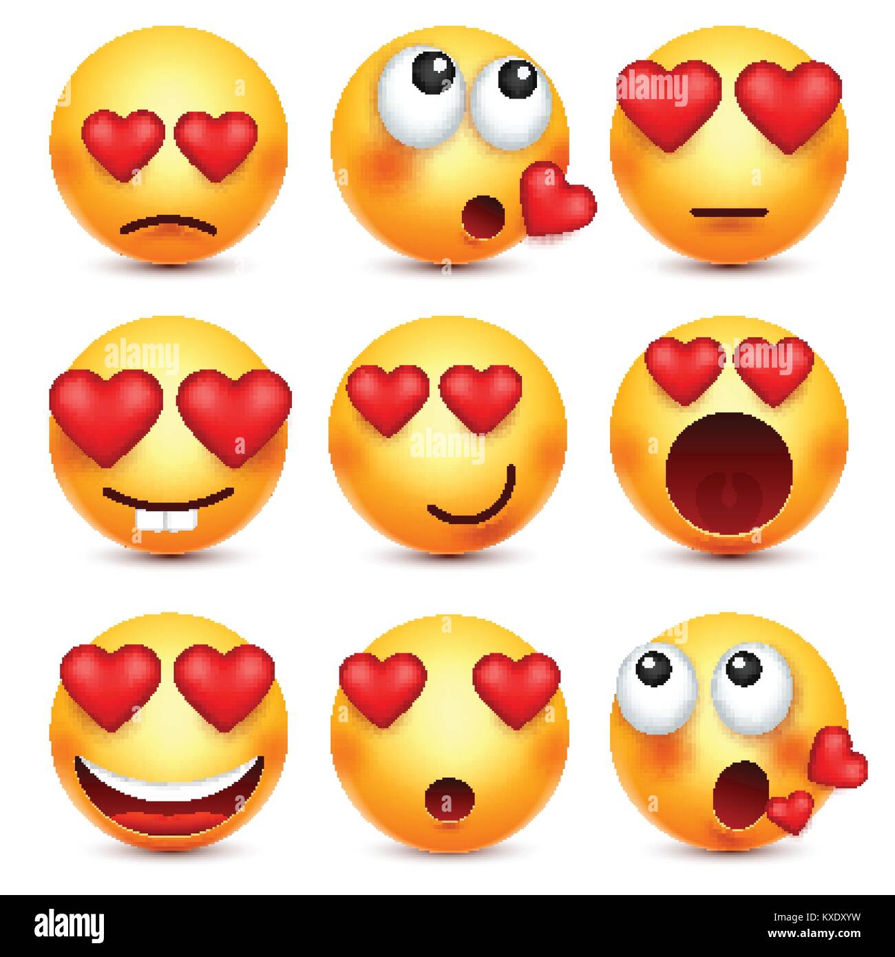 Valentines Day smiley. Avec Emoji coeur. L'amour, le 14 février. Illustration de Vecteur