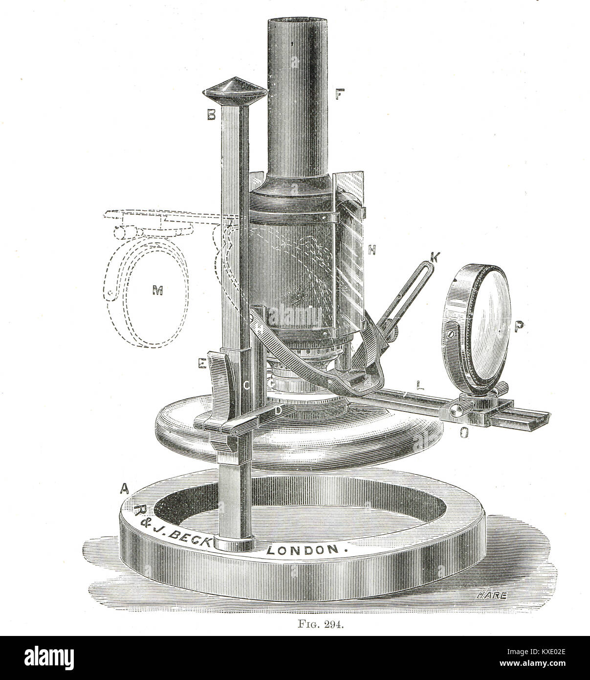 R & J Beck's chimney lampe microscope Banque D'Images