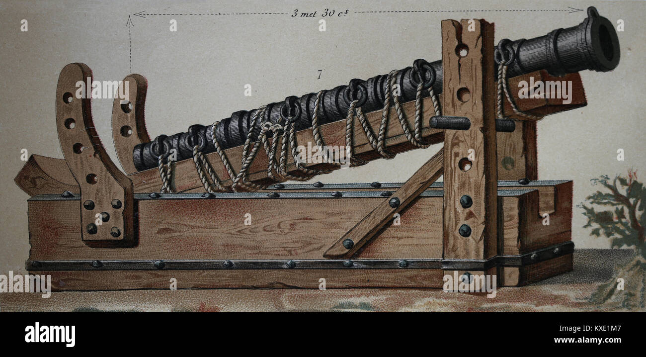 Bomard. Cannon utilisé à l'époque médiévale. 13e-14e siècle. Couronne de Castille. L'Espagne. Banque D'Images