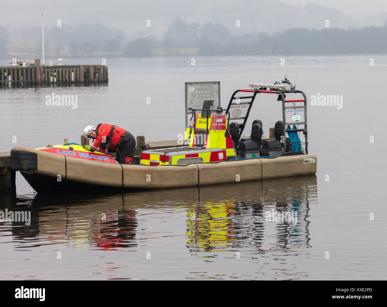 Le lac Windermere, gardes de Voile Banque D'Images