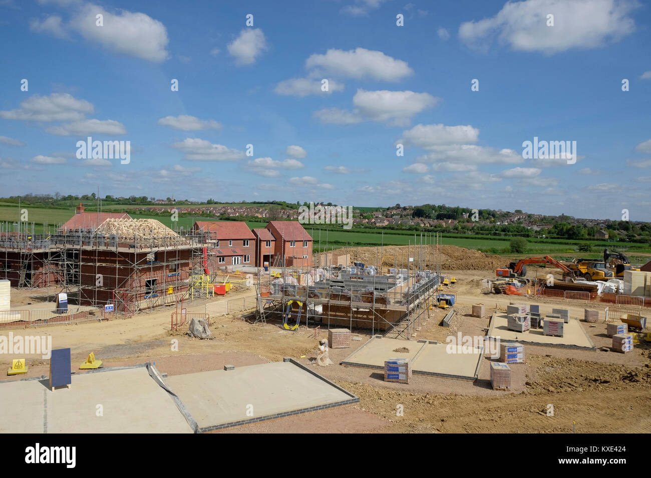 La construction de nouveaux logements estate, Grantham, Lincolnshire, Angleterre Royaume-uni Banque D'Images