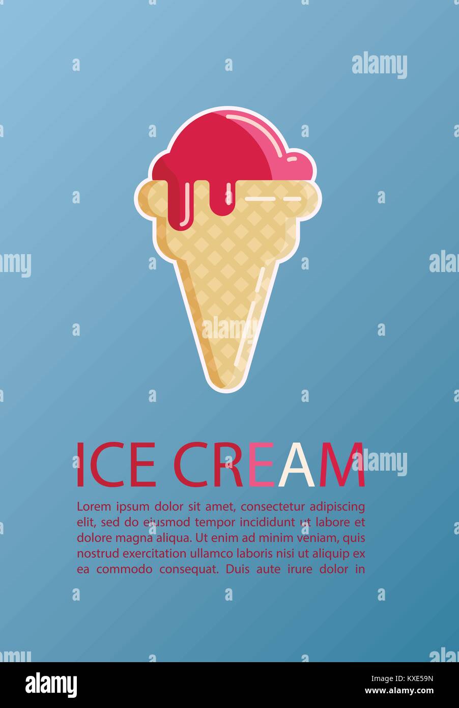Ice cream vintage retro illustration vecteur de fond. Illustration de Vecteur