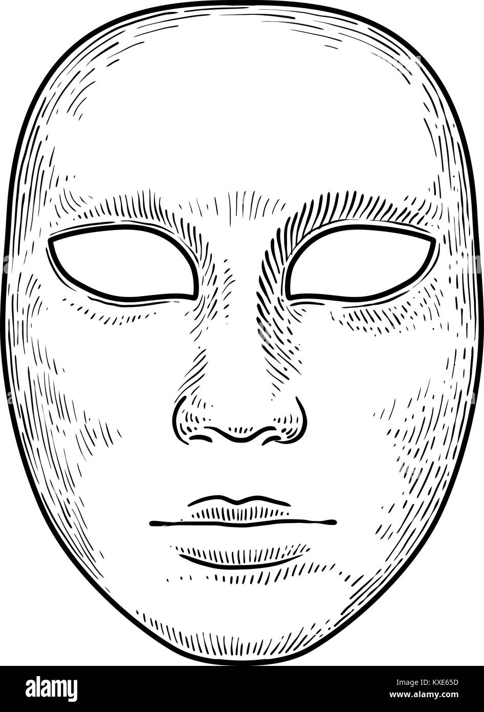 Masque de Venise illustration, dessin, gravure, encre, dessin au trait, vector Illustration de Vecteur