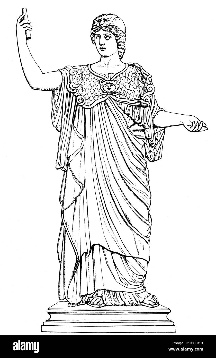 Statue d'Athéna Polias, la déité protectrice de la cité d'Athènes, la religion grecque antique Banque D'Images