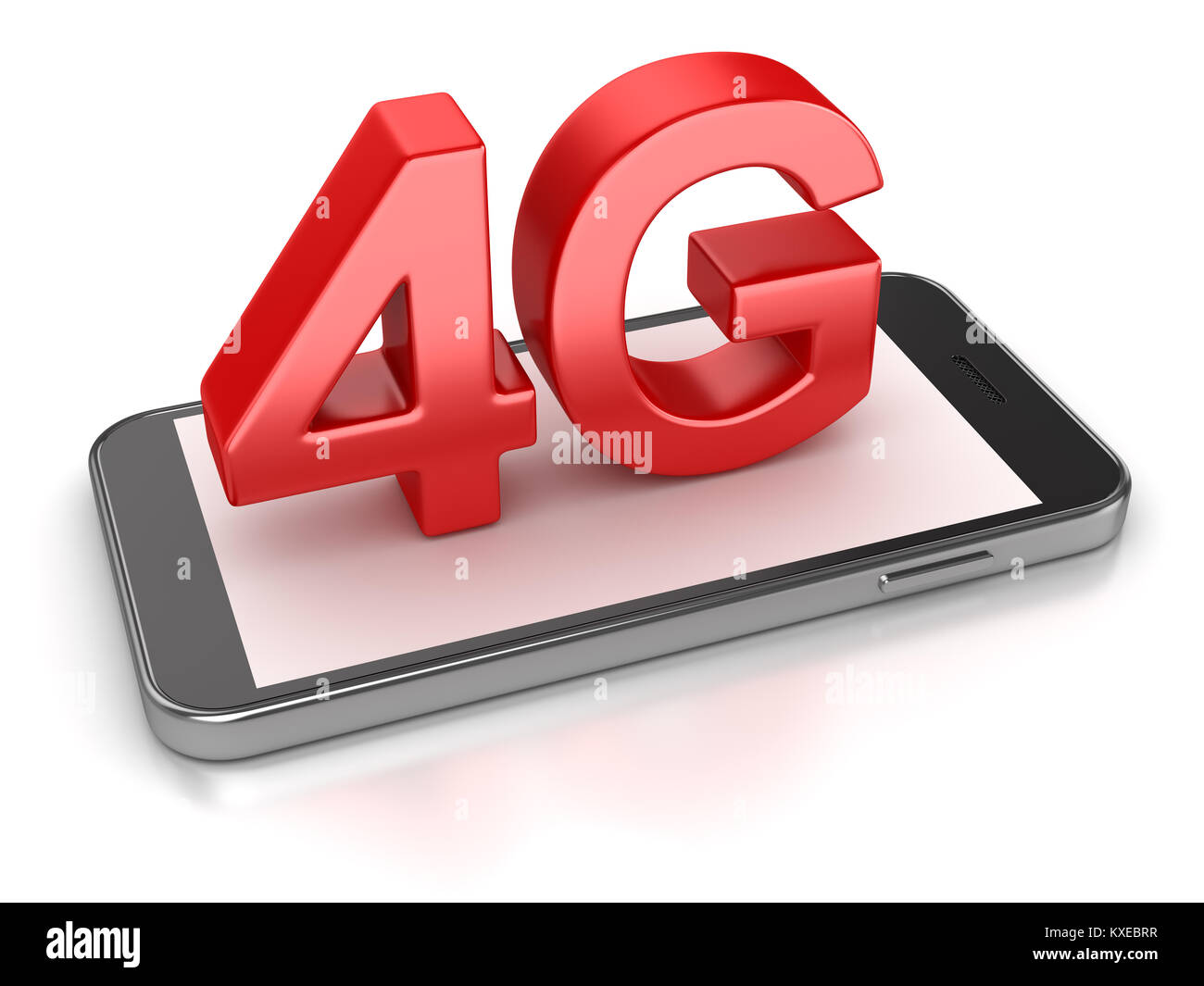 Phone 4G Concept , c'est un rendu 3d'image de synthèse. Isolé sur blanc. Banque D'Images