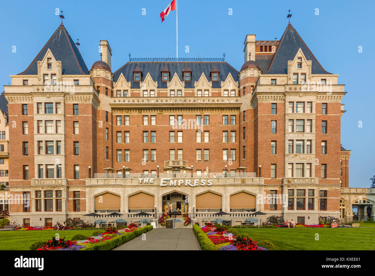 L'Hôtel Fairmont Empress à Victoria connu comme la ville jardin de l'île de Vancouver en Colombie-Britannique, Canada Banque D'Images