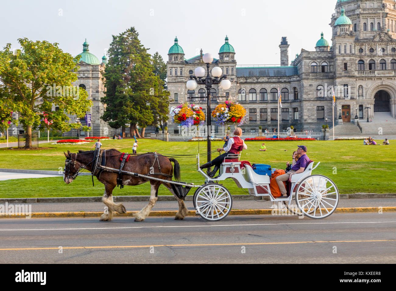 Calèche à Victoria connu comme la ville jardin de l'île de Vancouver en Colombie-Britannique, Canada Banque D'Images