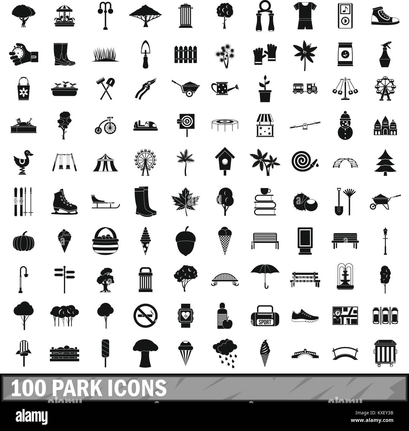 100 park icons set dans un style simple Illustration de Vecteur 100 park icons set dans un style simple Illustration de Vecteur