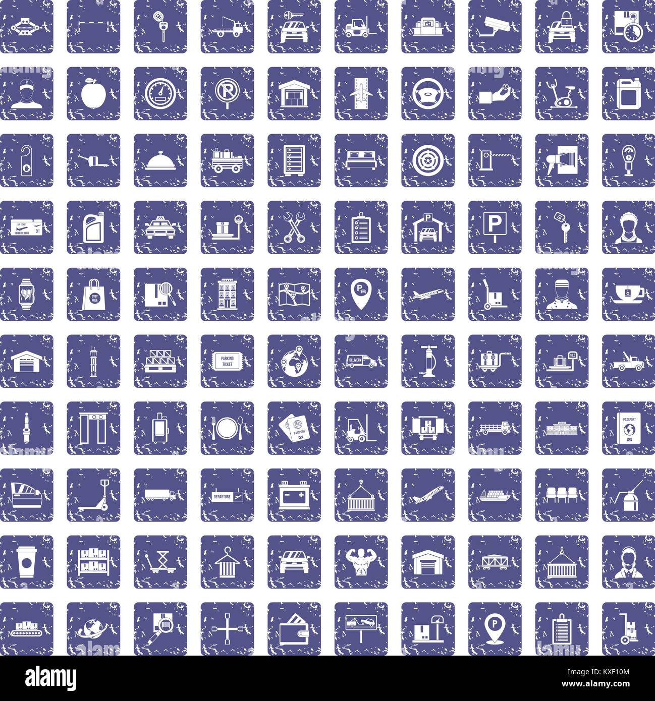 Chargeur 100 icons set grunge sapphire Illustration de Vecteur