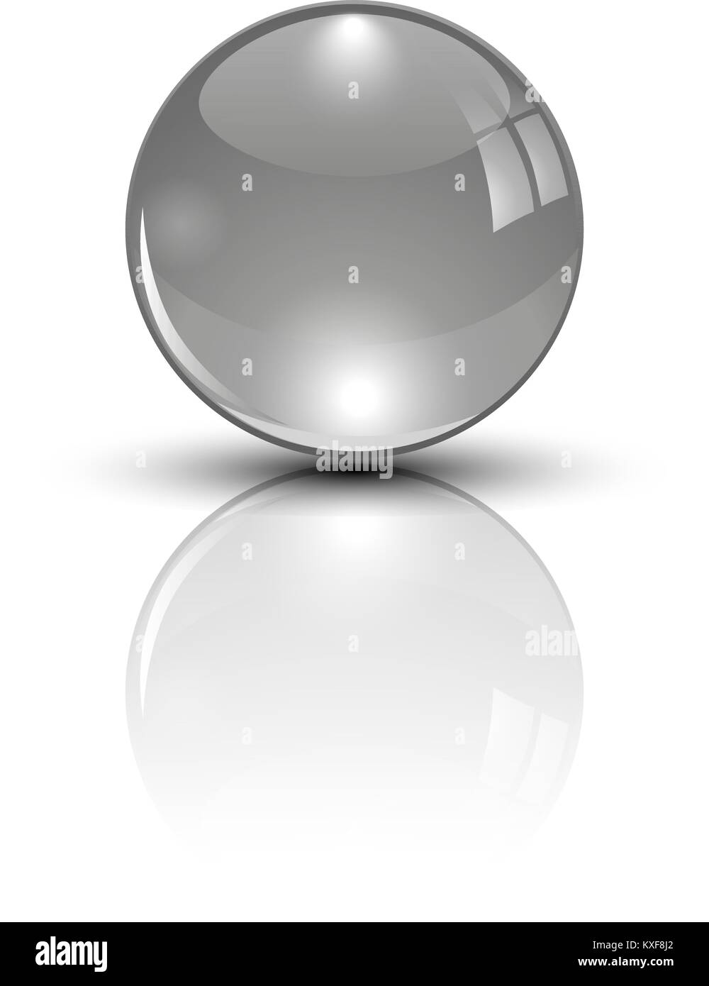 Sphère de métal sur la surface miroir Vector Illustration de Vecteur