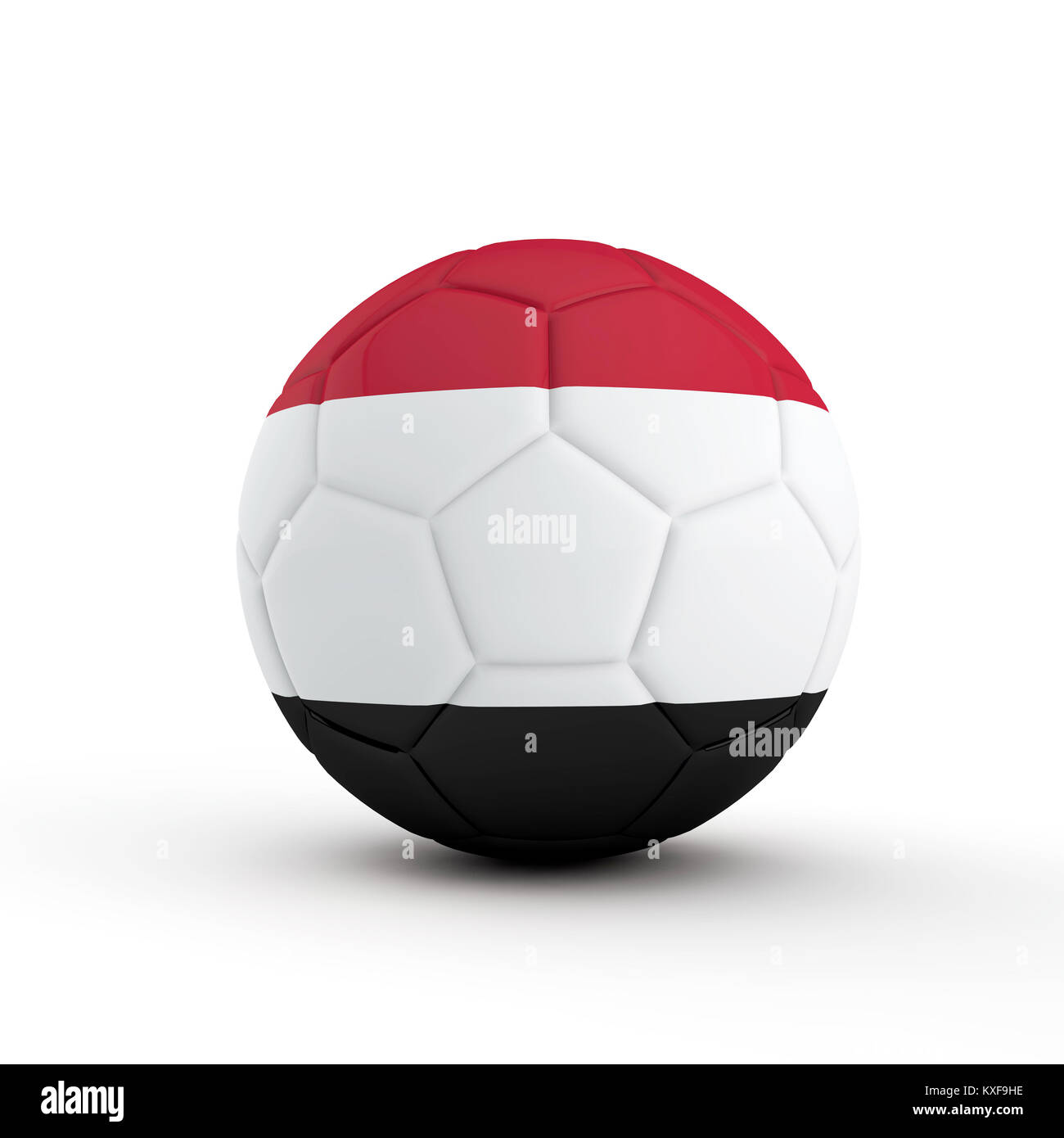 Drapeau du Yémen de football soccer sur un fond blanc. Le Rendu 3D Banque D'Images