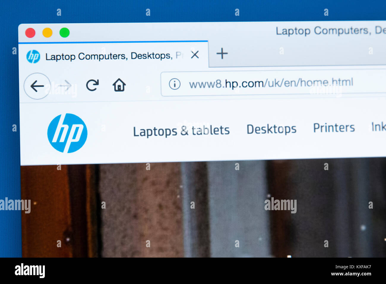 Londres, UK - 4 janvier 2018 : La page d'accueil du site web officiel de Hewlett-Packard - l'entreprise de technologie de l'information, le 4 Janvier Banque D'Images