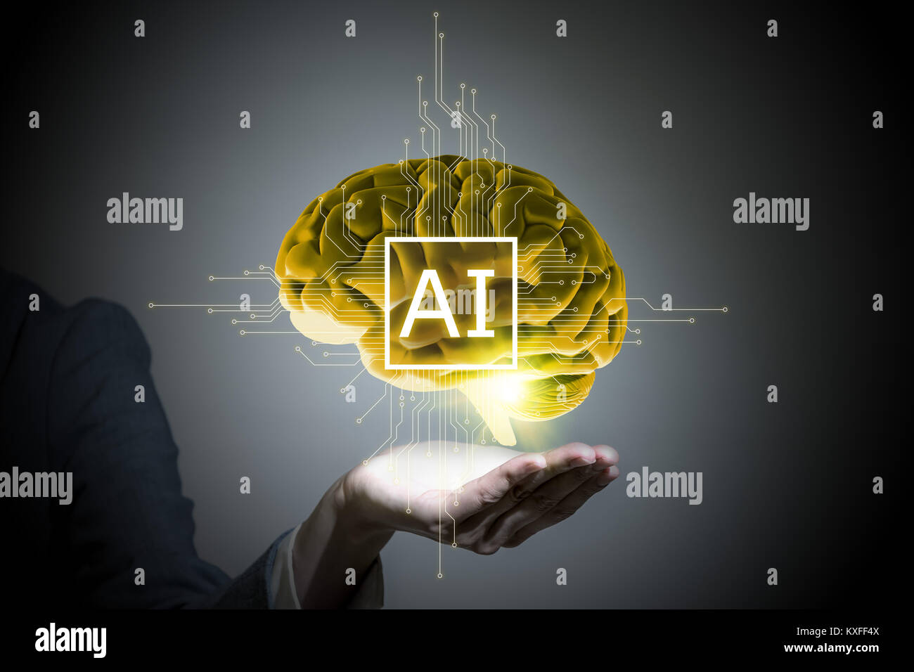 L'Intelligence Artificielle(IA) concept, rendu 3D, image abstraite Visual Banque D'Images