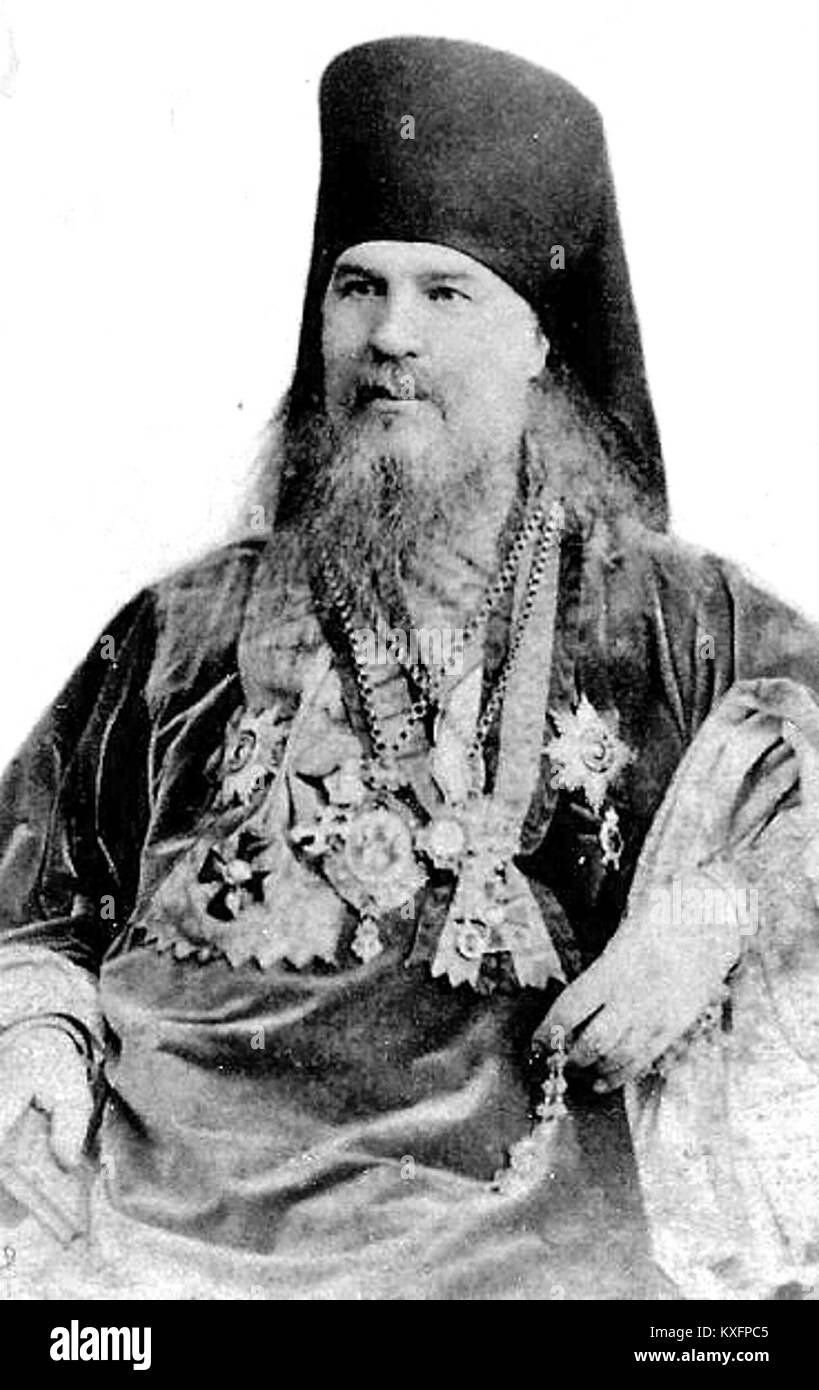 Portrait de l’archevêque Pitirim (Okhnov), pasteur orthodoxe russe, soulignant son rôle dans l’histoire religieuse et ecclésiastique de l’Église orthodoxe russe. Banque D'Images