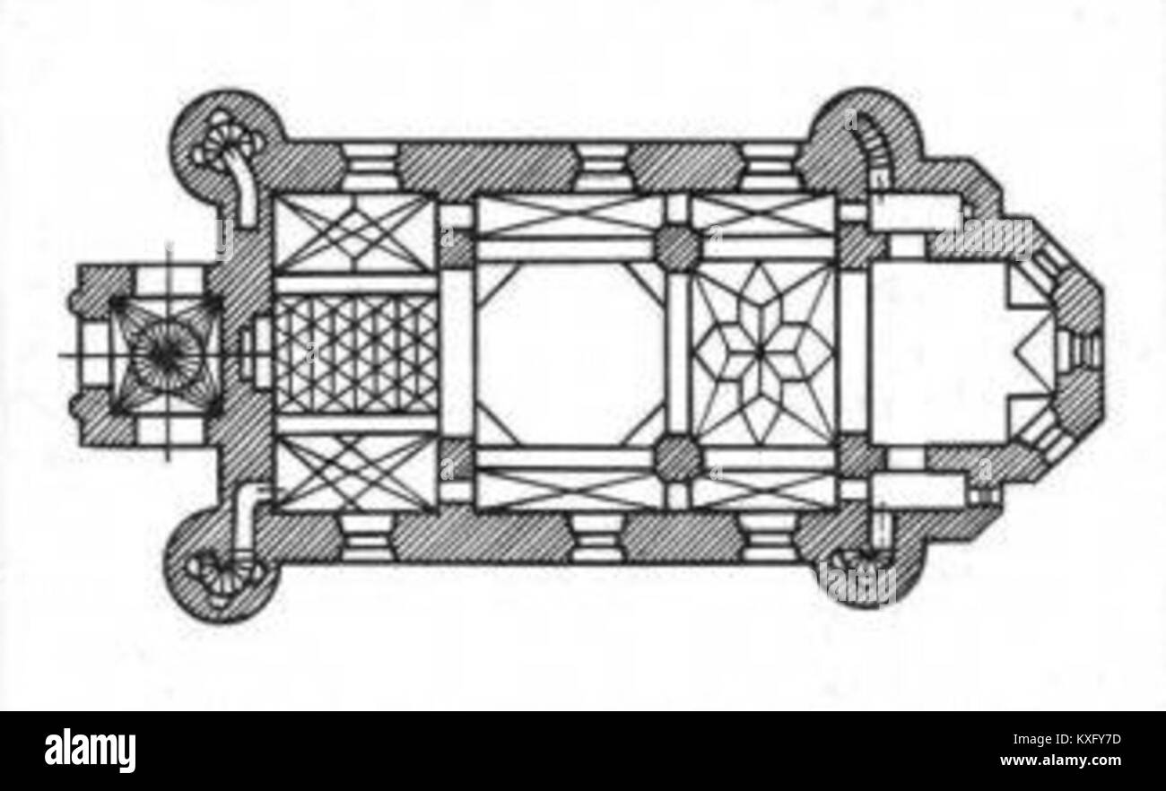 Le plan de l'église de Supraśl, en Pologne, fournit une représentation architecturale de l'importance religieuse et culturelle de ce site orthodoxe oriental. L'église est connue pour sa valeur historique et son rôle dans la communauté locale. Banque D'Images