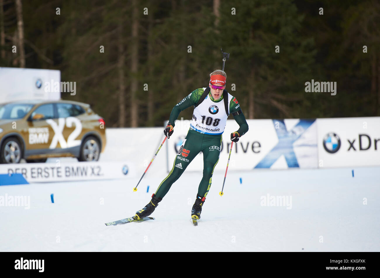 Inzell, Allemagne. 10 janvier, 2018. Rees romain en action pendant la Coupe du monde hommes 20 km course individuelle à l'IBU Coupe du monde à Ruhpolding en Allemagne. Crédit : Marcel Laponder/Alamy Live News Banque D'Images