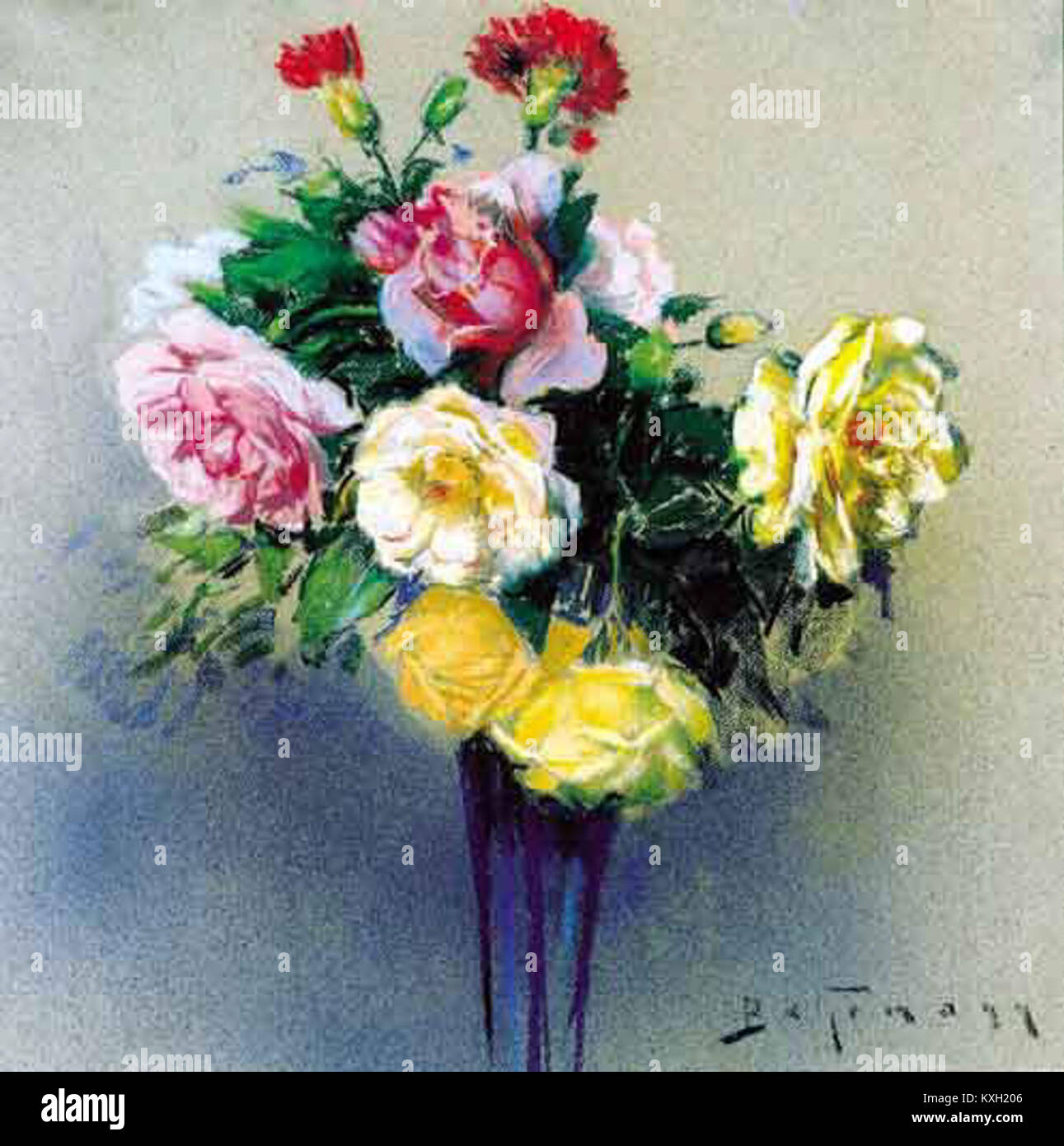 Bukiet róż Adolf Behrmann - j'goździków Banque D'Images