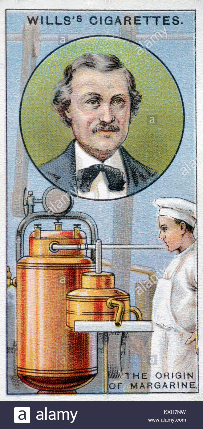 Origines de la Margarine, inventé par le chimiste français Hippolyte Mège-Mouriès(cartouche) en 1869 Banque D'Images