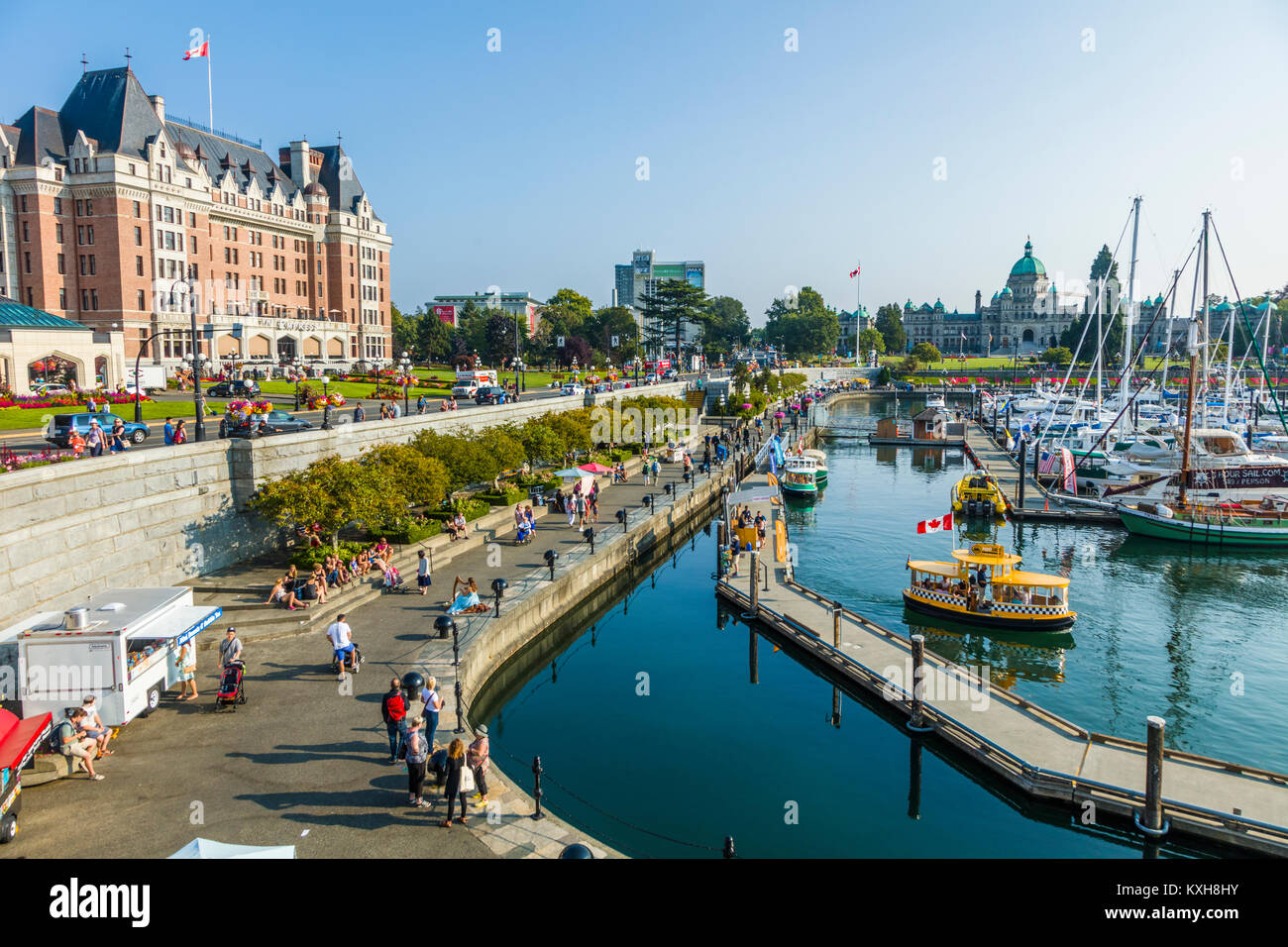 Inner Harbour de Victoria connu comme la ville jardin de l'île de Vancouver en Colombie-Britannique, Canada Banque D'Images
