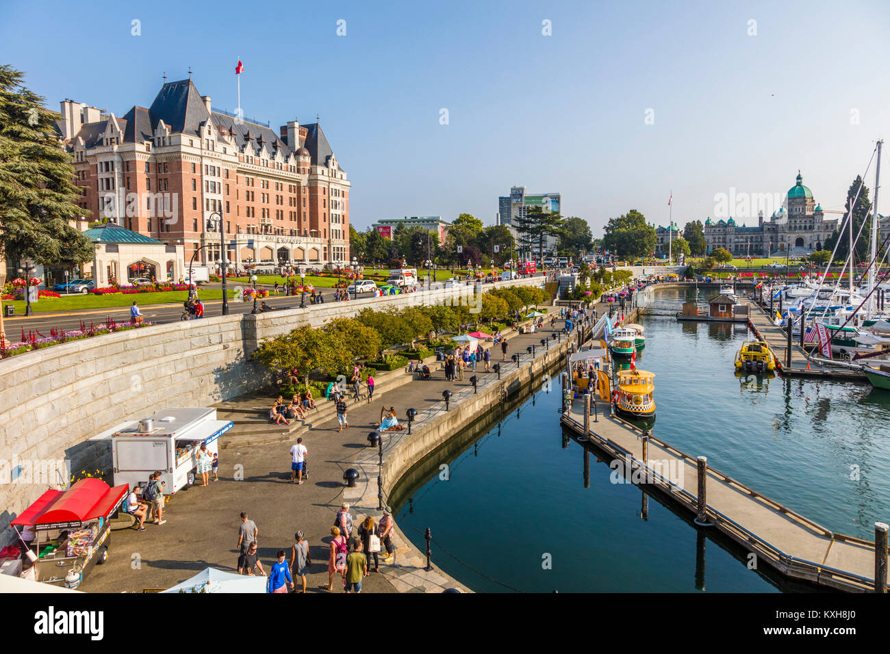 Inner Harbour de Victoria connu comme la ville jardin de l'île de Vancouver en Colombie-Britannique, Canada Banque D'Images
