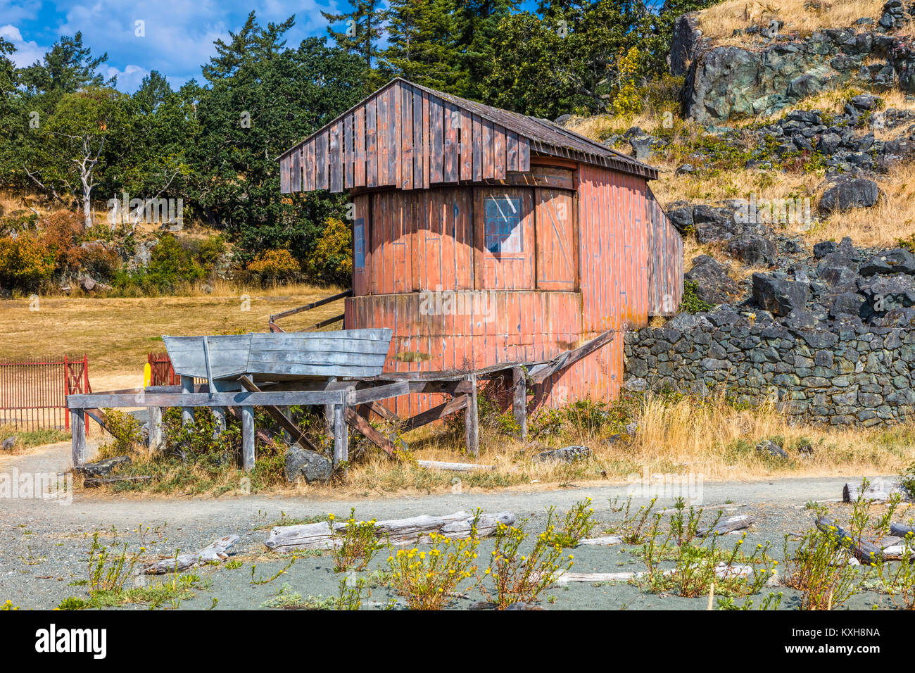 Mise en place dans Searcelight Lieu historique national Fort Rodd Hill, sur l'île de Vancouver, British Columbia Canada Banque D'Images