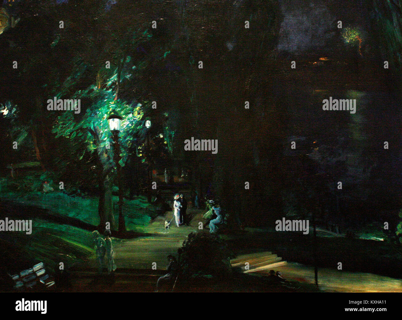 Nuit d'été, promenade Riverside - George Bellows, vers 1909 Banque D'Images