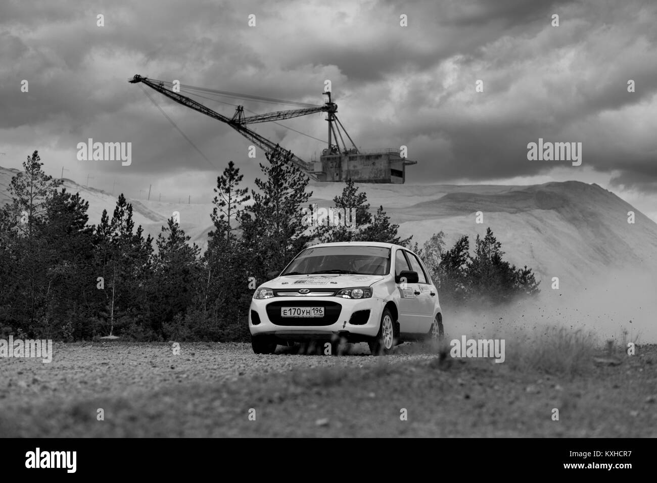 L'amiante, la Russie, le 17 septembre 2017 - 16e étape de la Coupe de Russie 2017 tilobite 2017 'rallye', location de Lada Kalina, chauffeur inconnu Banque D'Images