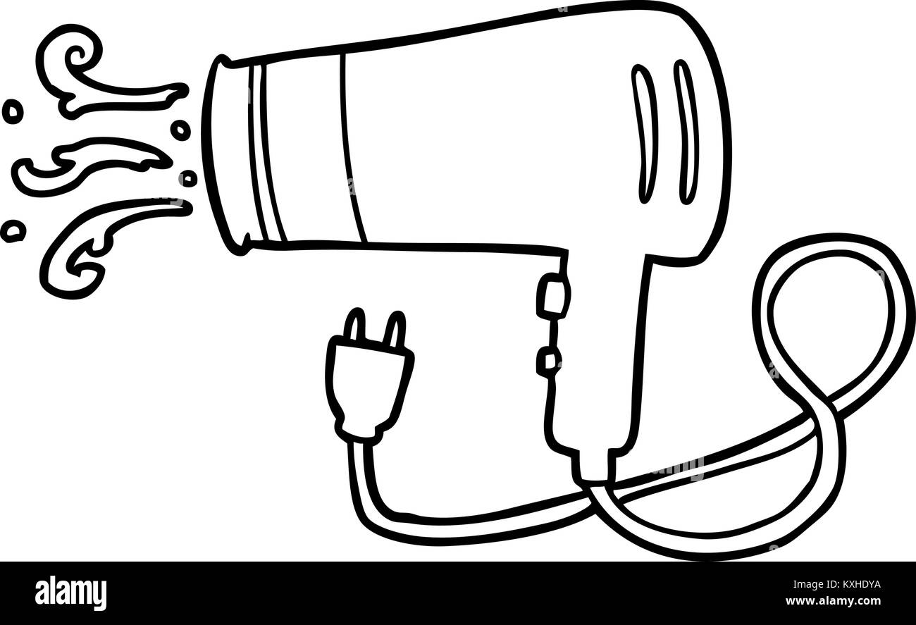 Le dessin des lignes d'un sèchecheveux électrique Image Vectorielle — free download
