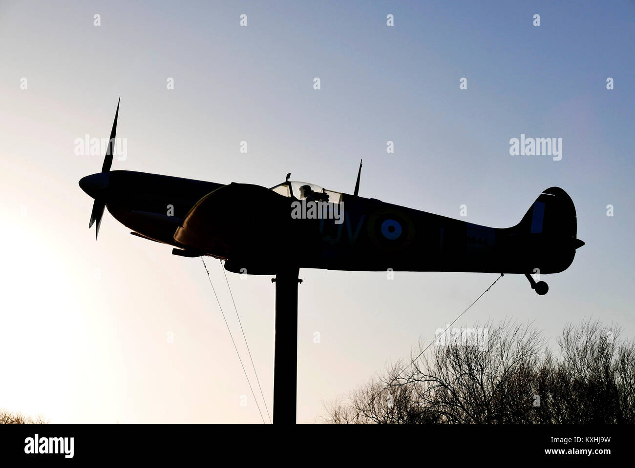 Le Lytham St Annes pleine échelle spitfire modèle exposé au lac Fairhaven,Lytham, Lancashire, Royaume-Uni Banque D'Images