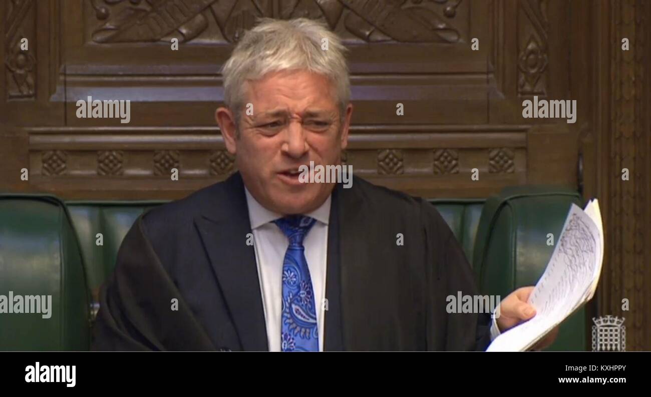 Président de la Chambre des communes John Bercow lors de questions au premier ministre à la Chambre des communes, Londres. Banque D'Images