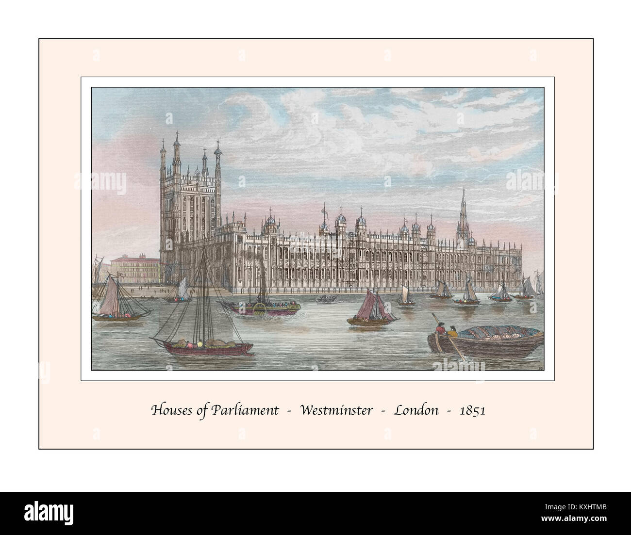 Chambres du Parlement Westminster London Design original basé sur une gravure du xixe siècle Banque D'Images Chambres du Parlement Westminster London Design original basé sur une gravure du xixe siècle Banque D'Images