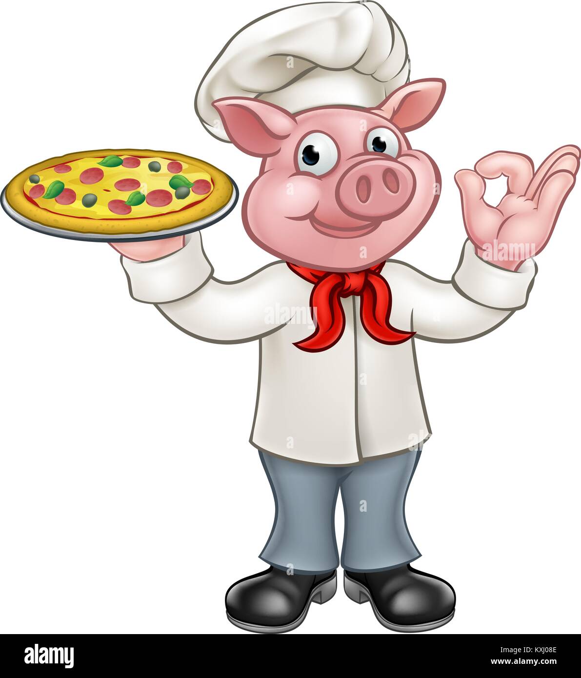 Pizza Chef cochon Personnage Mascot Illustration de Vecteur