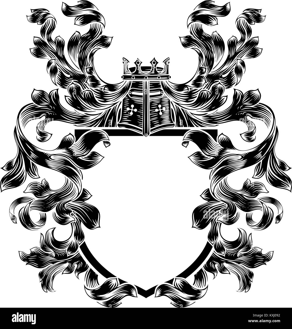 Chevalier bouclier emblème héraldique blason Emblème Illustration de Vecteur