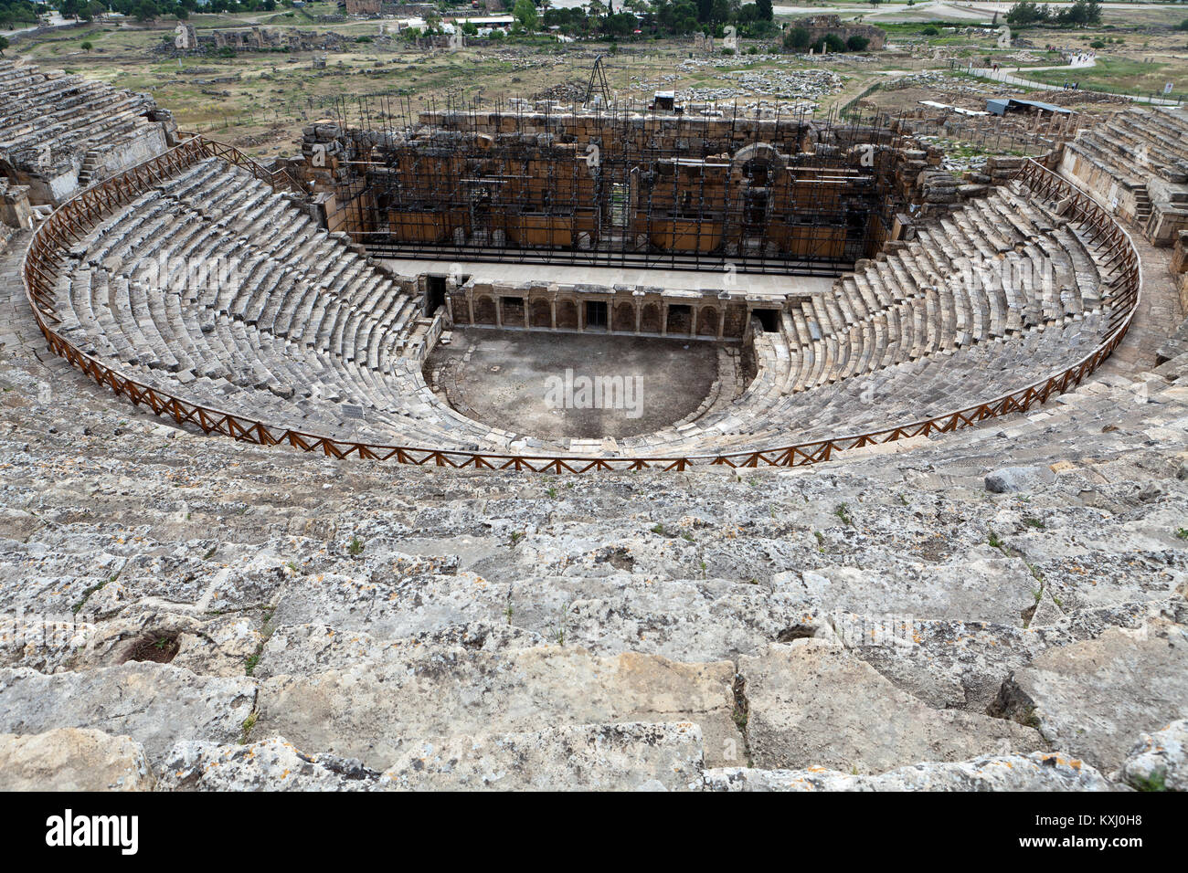 Dans les ruines du théâtre, Hieropolis Pamukkale, Turquie Banque D'Images