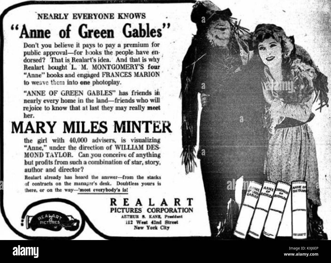 Le film muet Anne of Green Gables de 1919 raconte l'histoire d'Anne Shirley, orpheline imaginative adoptée à Avonlea. Le film reflète l’interprétation du cinéma du début du XXe siècle du roman classique de L. M. Montgomery. Banque D'Images