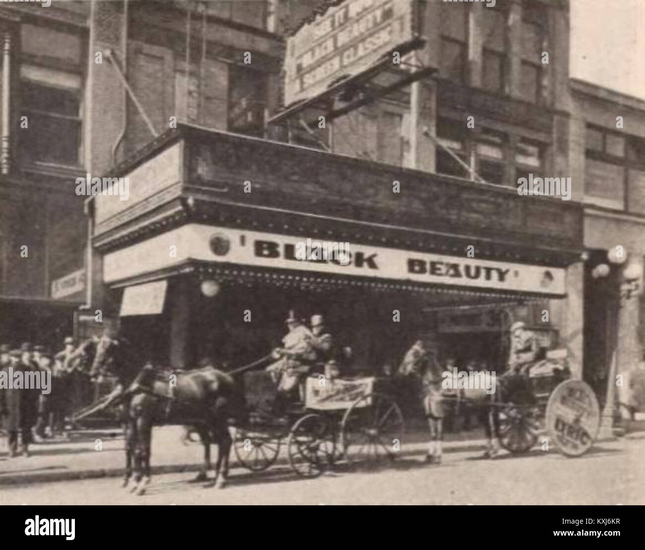 Une affiche promotionnelle pour le film muet de 1921 "Black Beauty" présenté au New Lyric Theater de Minneapolis, basé sur le roman d'Anna Sewell sur la vie d'un cheval et le traitement par les humains. Banque D'Images