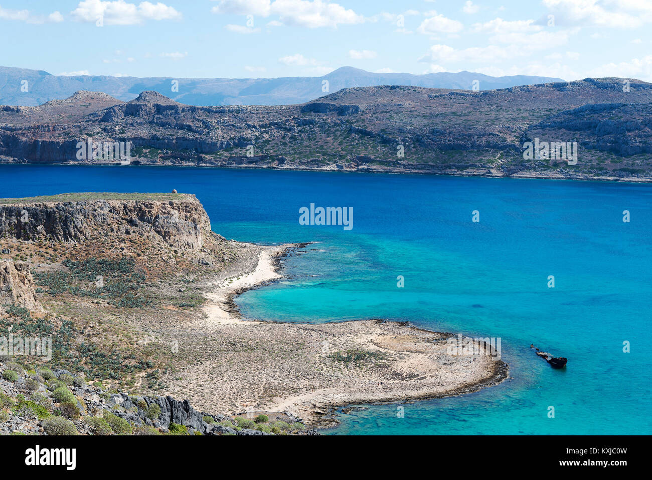 Sur la mer du haut de la forteresse de Gramvousa. L'île de Crète, Grèce, beau temps. Banque D'Images