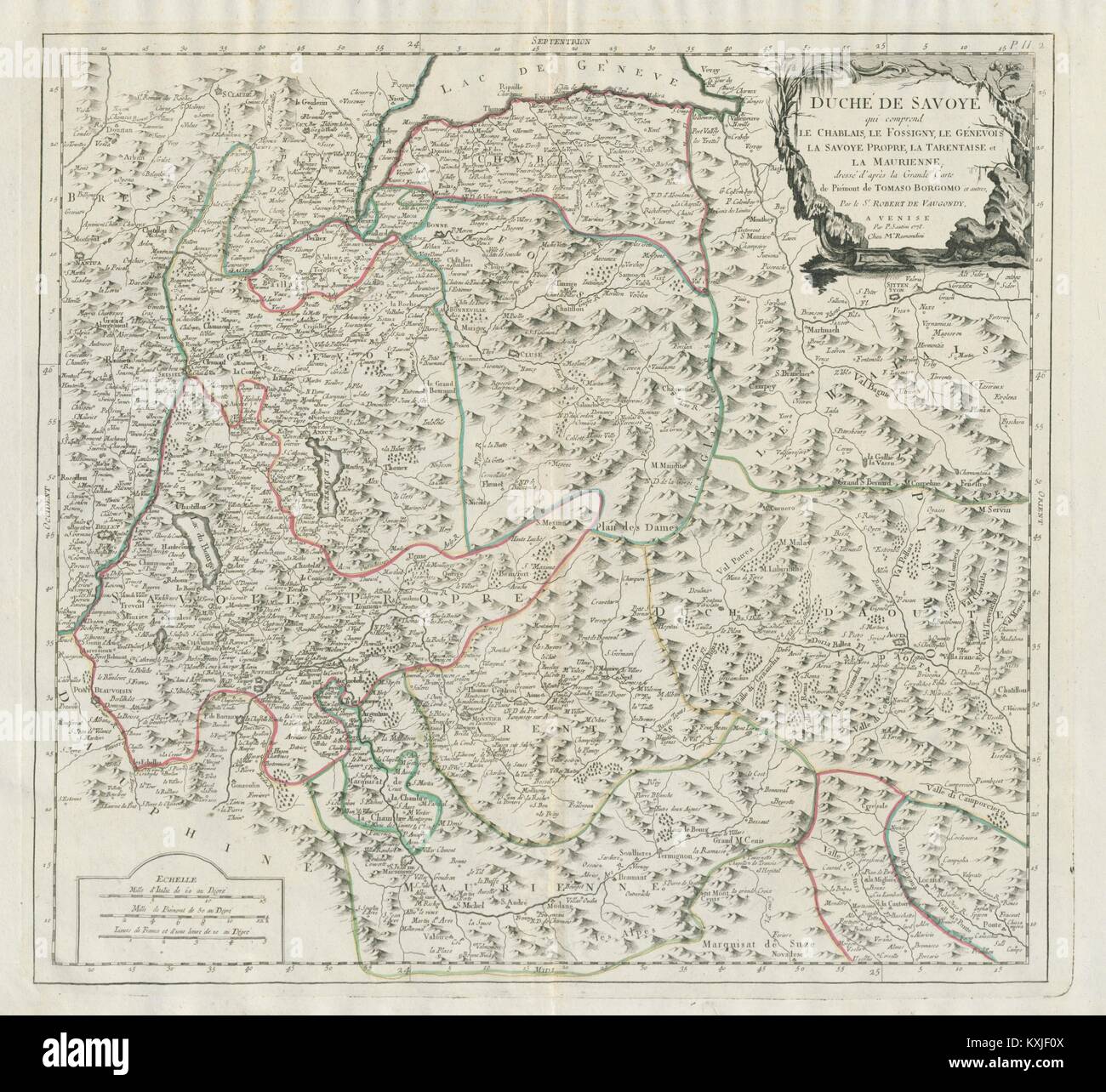 Duche De Savoye Alpes Savoie Santini Vaugondy 1784 Ancienne Carte Photo Stock Alamy