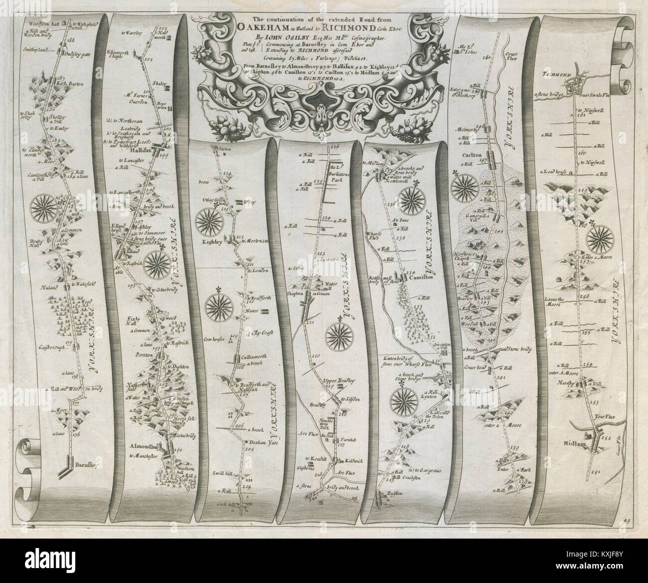 Barnsley - HUDDERSFIELD - Halifax - Skipton - Richmond. Catholicus route # 49 1675 Banque D'Images