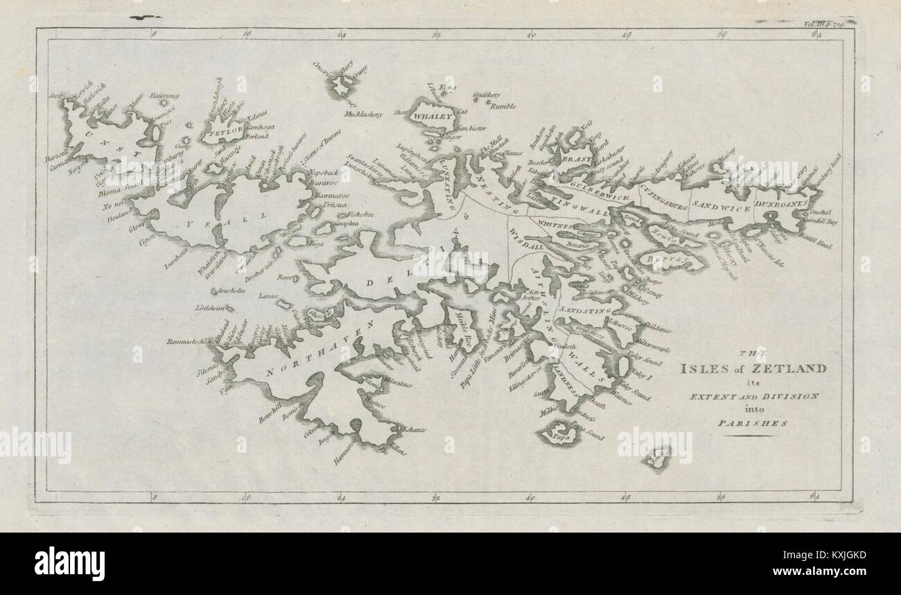 "Les îles de Zetland…'. Îles Shetland par John CARY. L'Écosse 1789 Ancien site Banque D'Images