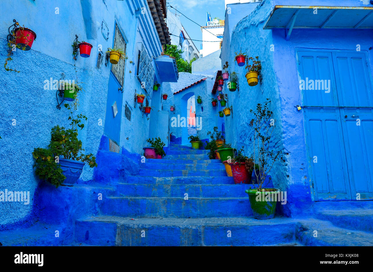 Chefchaouen, Blue Pearl, Maroc Banque D'Images