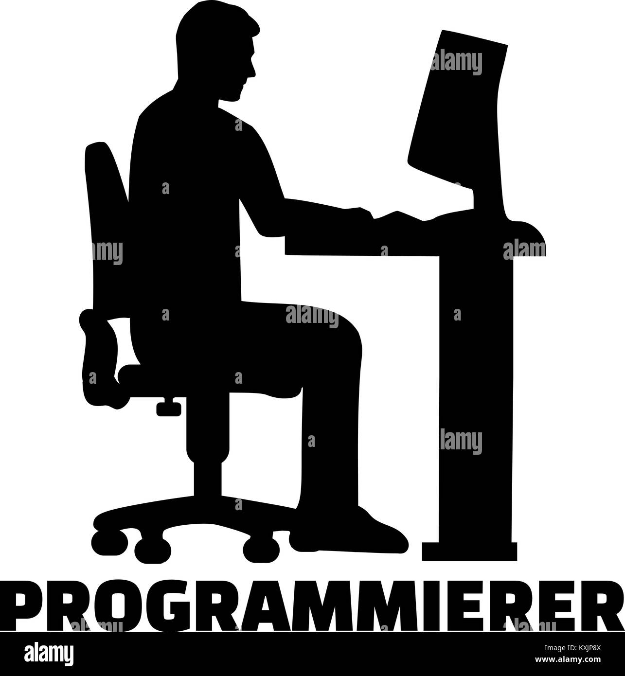 Silhouette programmeur allemand avec titre de l'offre Illustration de Vecteur