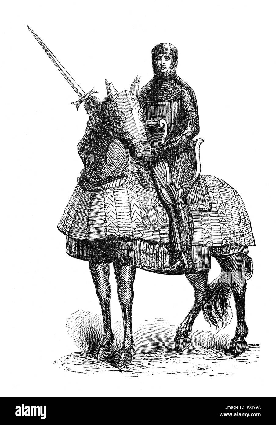 L'un des soldats à cheval de Richard I sur la Troisième Croisade (1189-1192), également connu sous le nom de Kings' Crusade. Il s'agit d'une tentative par les dirigeants européens de reconquérir la terre sainte de Saladin (ad-Ṣalāḥ Dīn Yūsuf ibn Ayyūb). La campagne a largement réussi à capturer les villes importantes d'Acre et Jaffa, et inverser la plupart des conquêtes de Saladin, mais elle n'a pas réussi à capturer Jérusalem, le soutien émotionnel et spirituel de la motivation de la Croisade. Banque D'Images