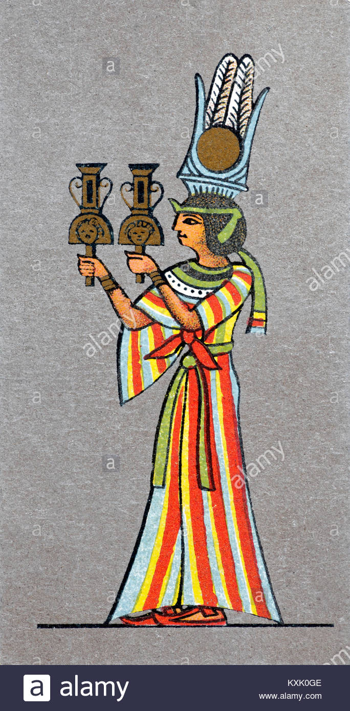 L'inscription d'une ancienne reine égyptienne ou de hauts femme avec Sistra Banque D'Images