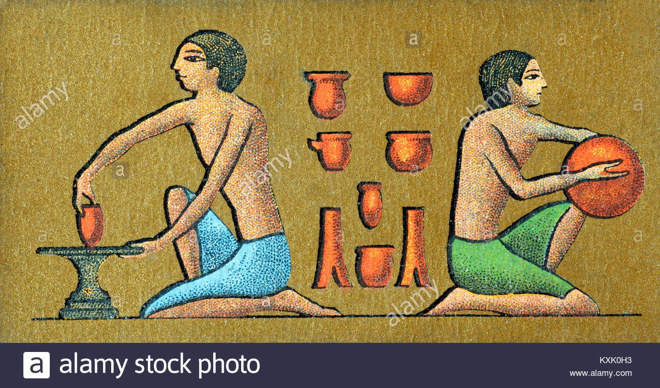 L'inscription de l'Egyptien potter et la poterie Banque D'Images