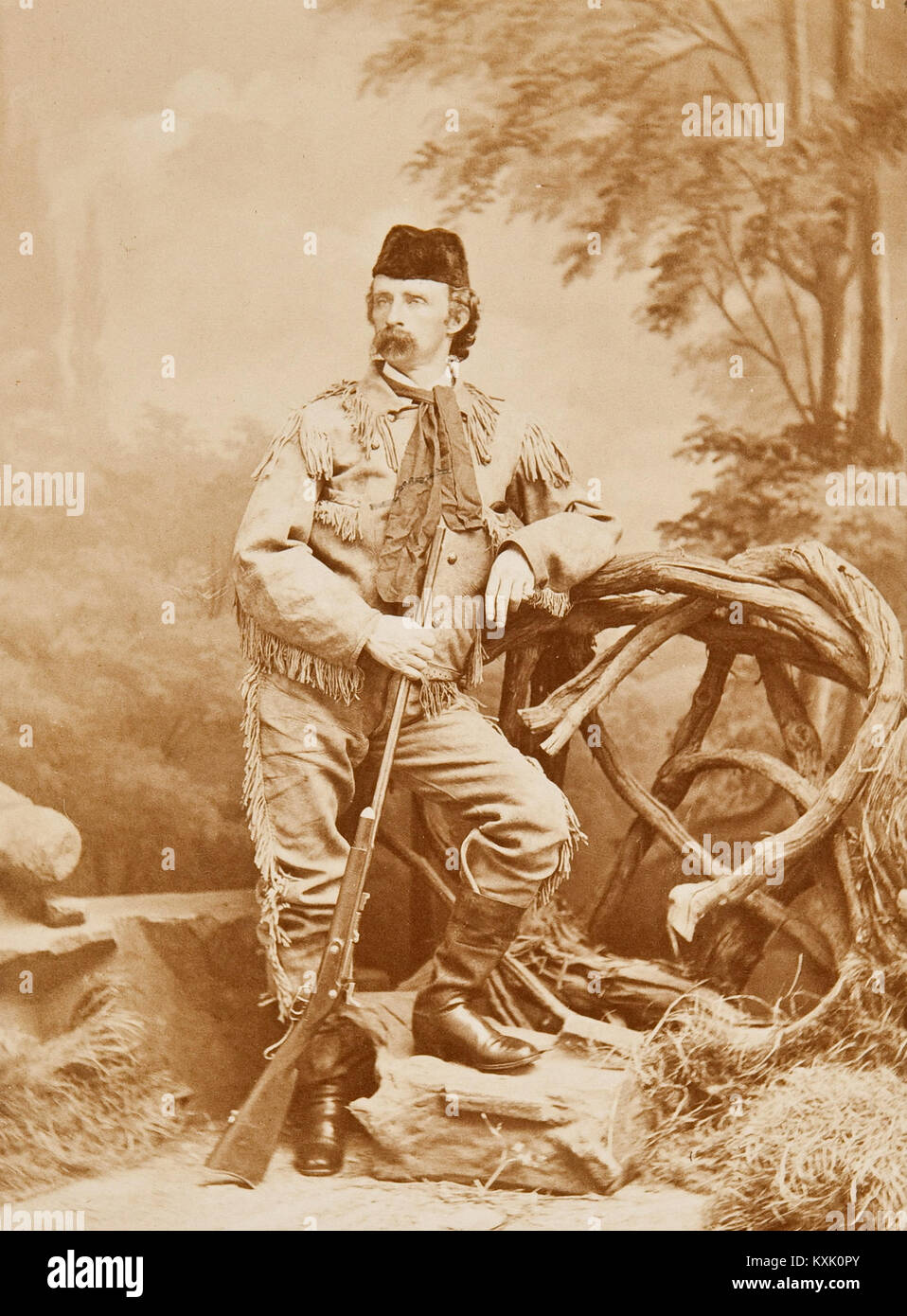 George Armstrong Custer pour diriger la chasse au bison avec Duc Russe Banque D'Images